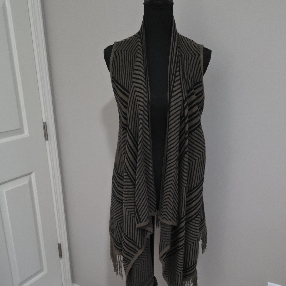 Do Everything in Love Black and Brown Striped Vest